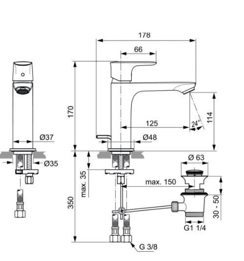 Maišytuvas praustuvui Ideal Standard Connect Air Grande