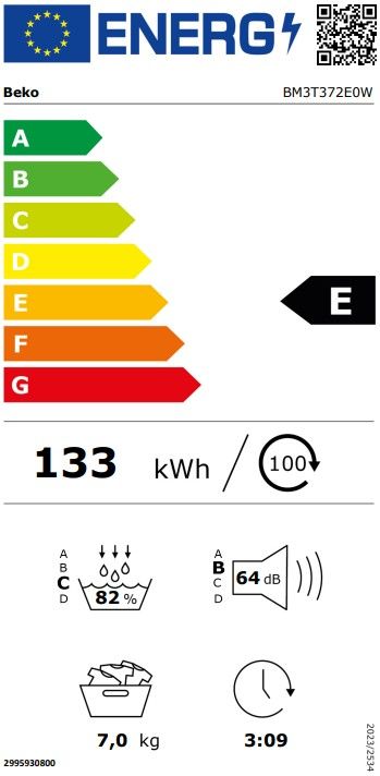 Džiovyklė Beko BM3T372E0W, 7 kg Džiovyklė Beko BM3T372E0W, 7 kg
