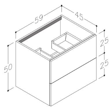 Apatinė spintelė Kame Gama, matinė balta 59 cm BU/6-3DR/D2 Apatinė spintelė Kame Gama, matinė balta 59 cm BU/6-3DR/D2