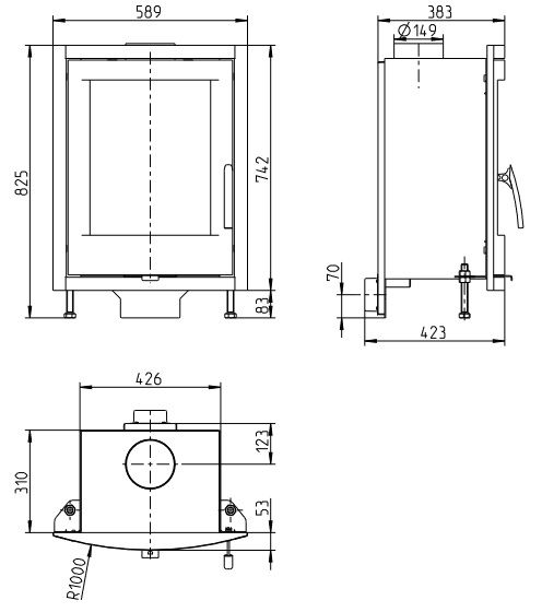 Židinio įdėklas Thorma Valencia, 8kW Židinio įdėklas Thorma Valencia, 8kW