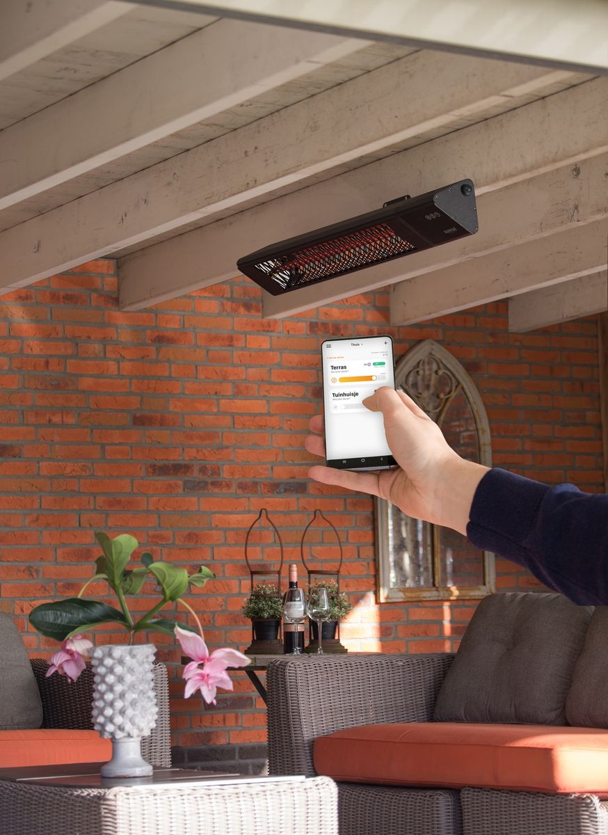 Halogeninis infraraudonųjų spindulių lauko šildytuvas Sunred Dark Smart su WI-FI