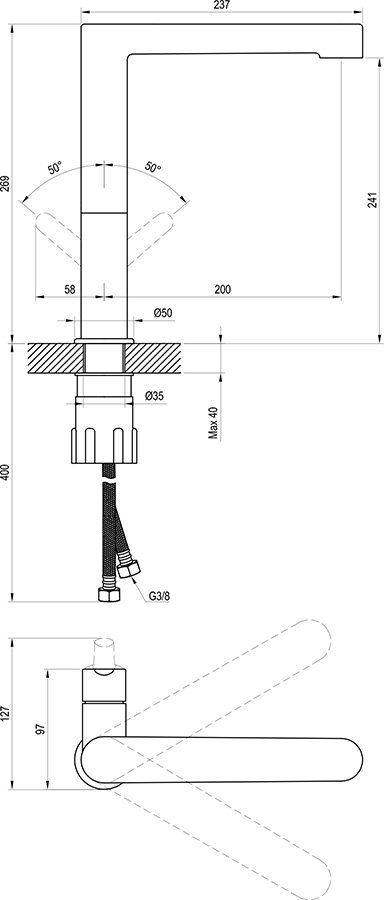 Plautuvės maišytuvas Puri PU 016.20, juodas X070183