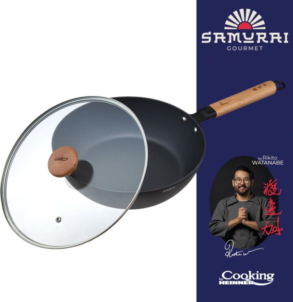 Wok keptuvė su dangčiu aliuminio su keramikos danga 24x7.5cm HR-SNT-WC24 HEINNER Wok keptuvė su dangčiu aliuminio su keramikos danga 24x7.5cm HR-SNT-WC24 HEINNER