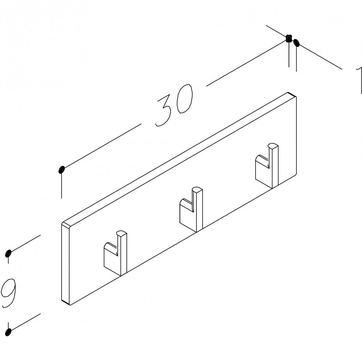 3 kabliukai su HPL plokšte Kame 30 cm, smėlio sp. AC1602-30/H15