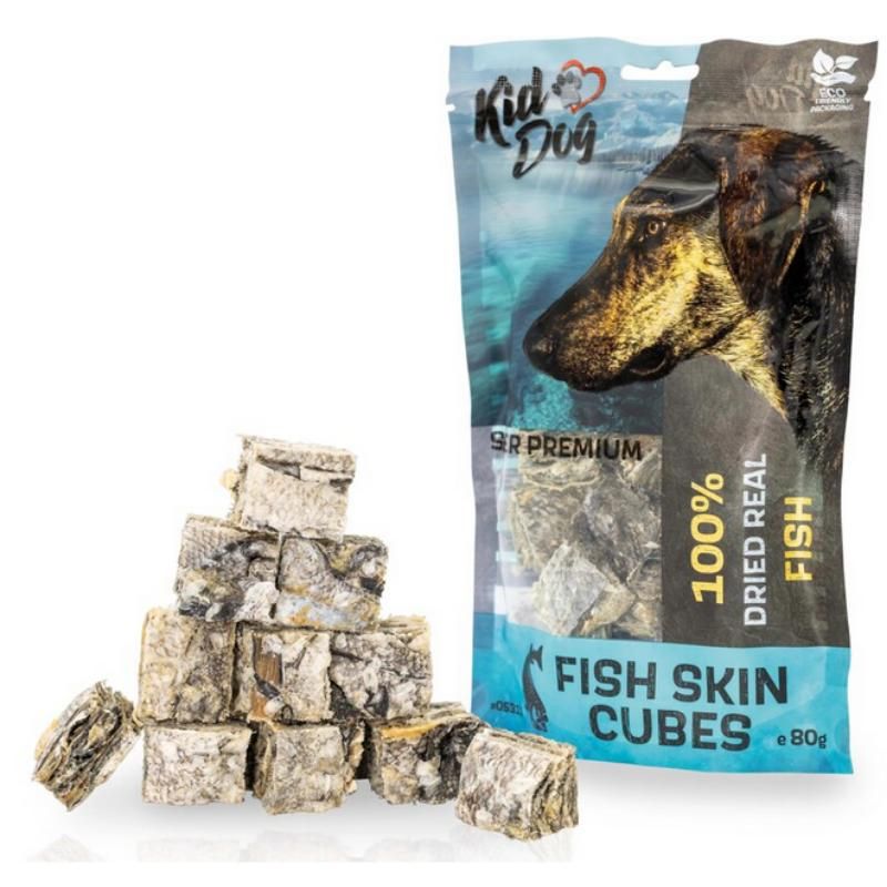 KIDDOG 100% žuvies odos kubeliai 80g KIDDOG 100% žuvies odos kubeliai 80g
