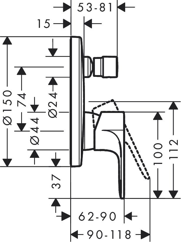 Potinkinis vonios maišytuvas HANSGROHE Rebris S, chromuotas, 72466000 Potinkinis vonios maišytuvas HANSGROHE Rebris S, chromuotas, 72466000
