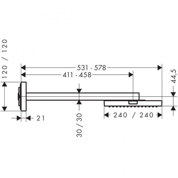 Potinkinė dušo galva Axor Showersolutions 240/240 1 jet su laikikliu, chromas 10925000