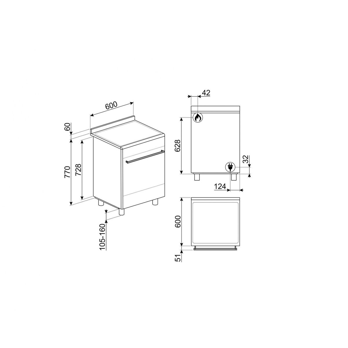 Dujinė viryklė su elektrine orkaite SMEG SUK61MBL9