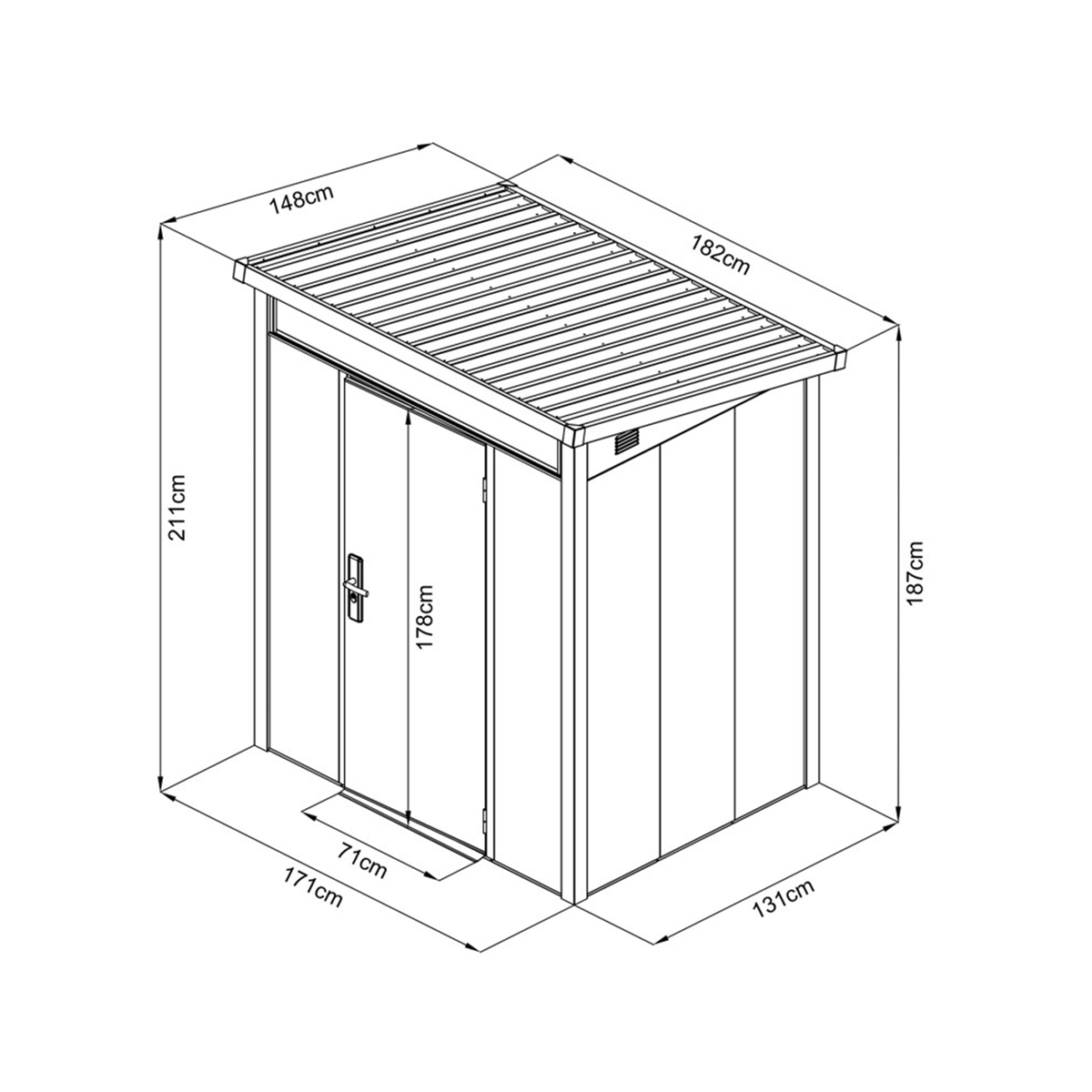 Metalinis sandėliukas su stoglangiu Premium, 2,6 m2
