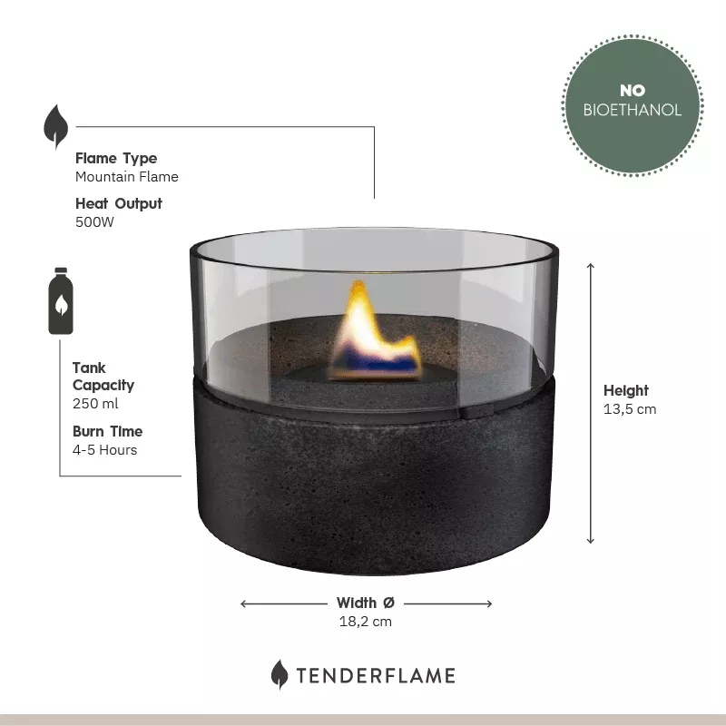 CAFE 18 Lava stalo židinys, naudojamas Tenderfuel skystis