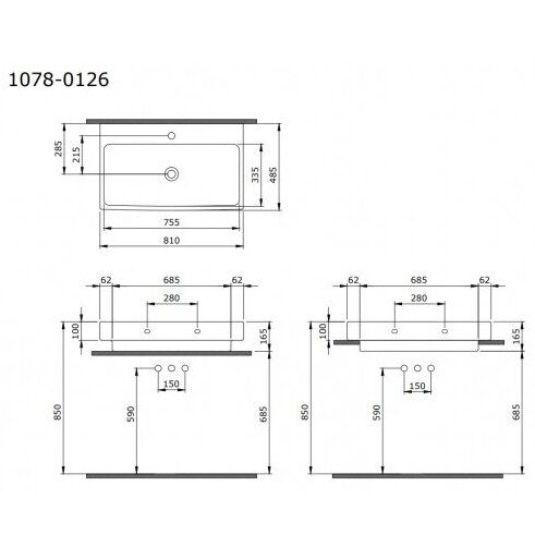 Praustuvas Bocchi Milano 80 cm baltas