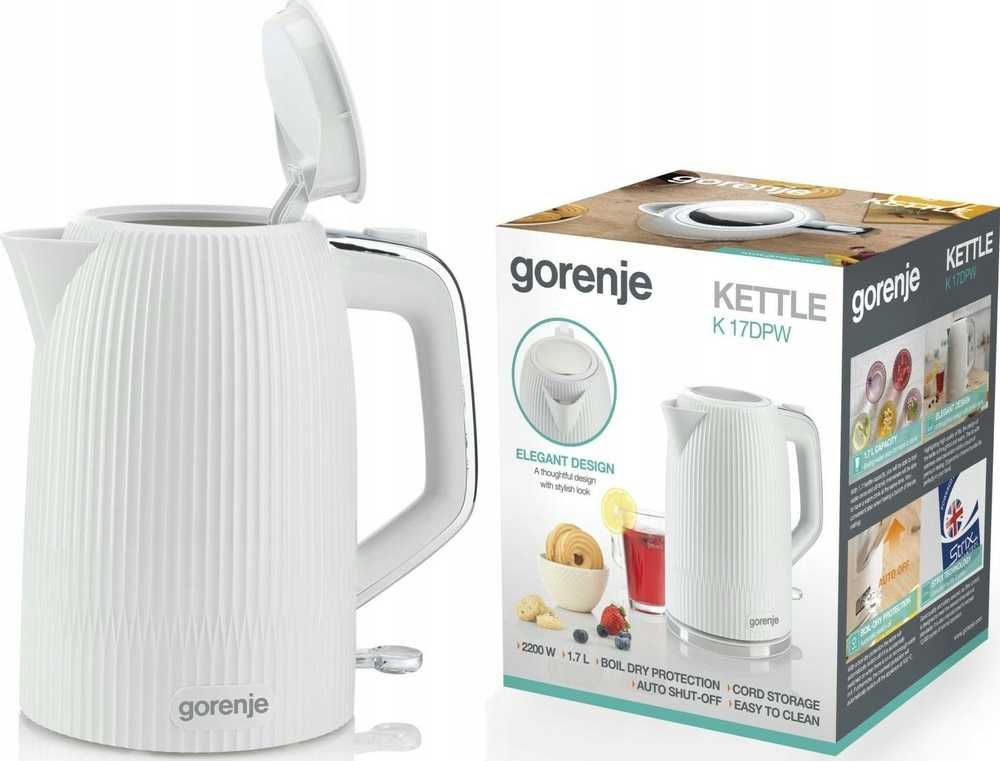 Virdulys Gorenje Kettle baltas, 2200 W., 1,7 L.,K17DPW Virdulys Gorenje Kettle baltas, 2200 W., 1,7 L.,K17DPW