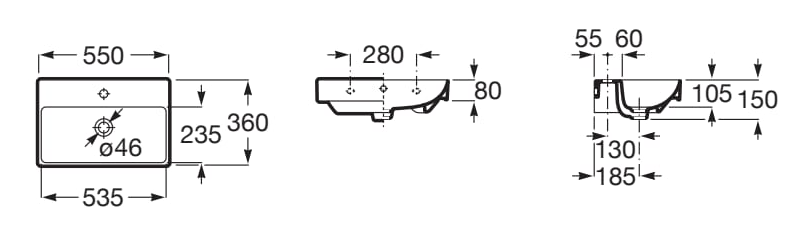 Praustuvas Roca Ona Compact 55 cm, baltas, A327683000