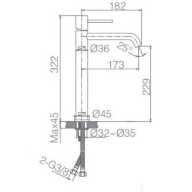 Aukštas praustuvo maišytuvas Imex Monza chromo spalvos BDM039-3
