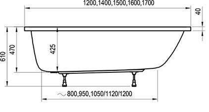 Akrilinė vonia Ravak Classic II 140x70 cm, balta, CC21000000