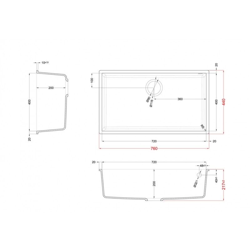 Granitinė Elleci plautuvė Quadra 130, 76x44cm M79 šviesiai pilka , LMQ13079BSO