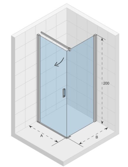Dušo kabina Riho Novik Z201, 100x100 cm blizgūs profiliai, skaidrus stiklas
