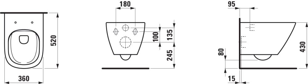 Komplektas: rėmas Laufen INEOLINK su juoda matine plokštele ir unitazas Laufen Lua Rimless