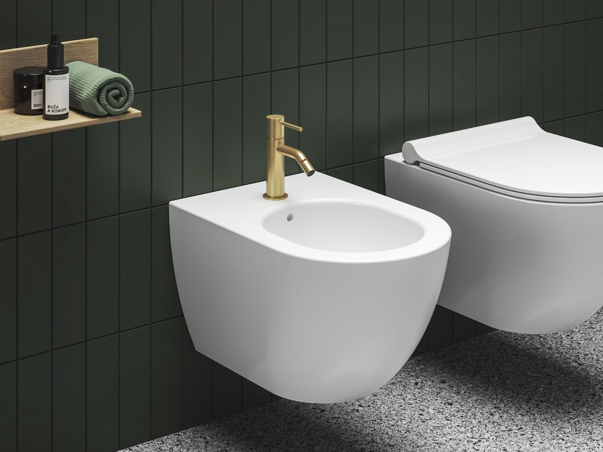 Bidė maišytuvas 154 mm be dugno vožtuvo Ravak ES 056.60GLB, šlifuoto aukso, X070605