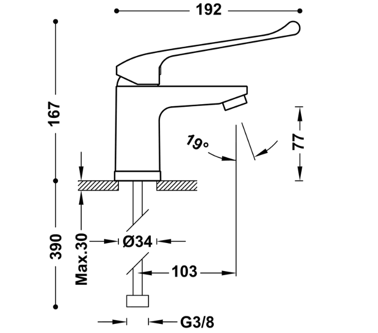 Maišytuvas praustuvui žmonėms su negalia TRES 2161030111 Maišytuvas praustuvui žmonėms su negalia TRES 2161030111