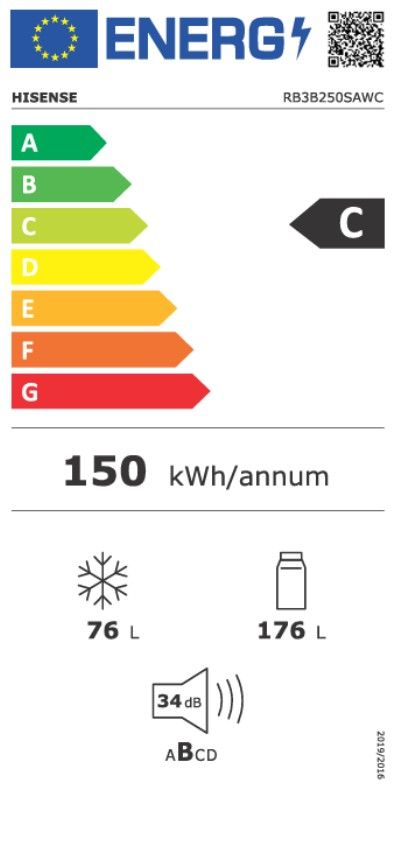 Įmontuojamas šaldytuvas Hisense RB3B250SAWC