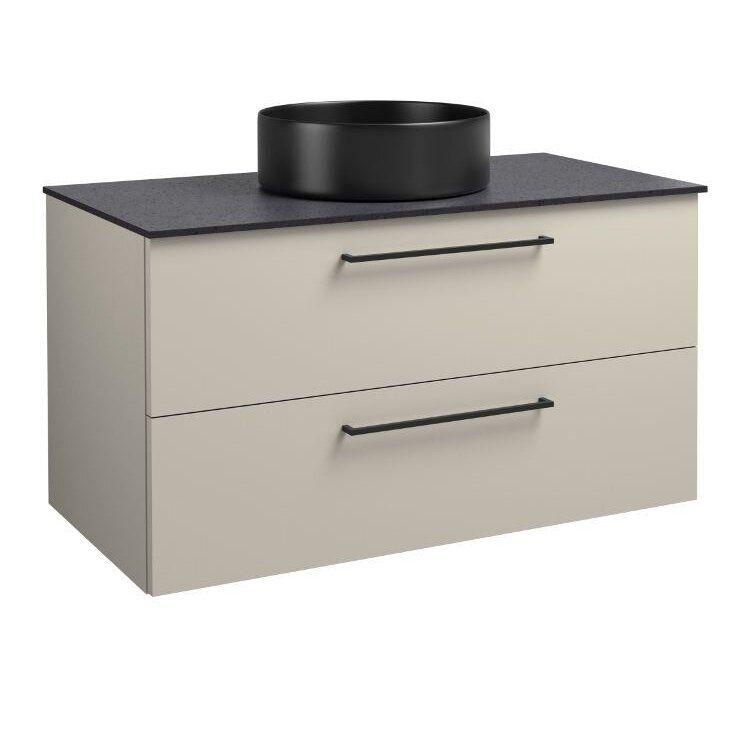 Apatinė spintelė su HPL stalviršiu, juodu Tondo praustuvu Raguvos Baldai JOY, 101 cm, taupe, 1251372132