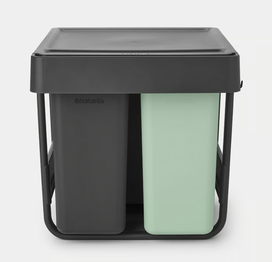 Šiukšlių dėžė montuojama Brabantia Sort & Go 10+10+20L, Dark Grey & Jade Green, 232541