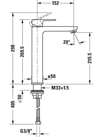Aukštas maišytuvas praustuvui Duravit B3 Aukštas maišytuvas praustuvui Duravit B3
