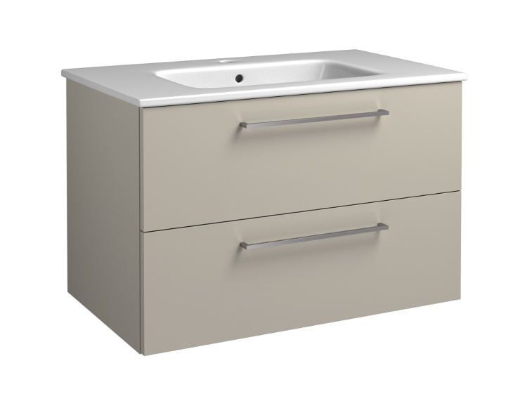 Apatinė spintelė su stalčiais, praustuvu, rankenomis, Kame Joy, taupe, 81 cm, 12113513
