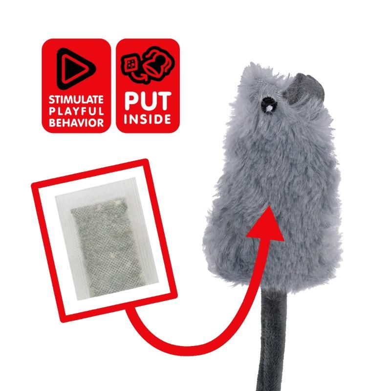 PET NOVA Plush Catnip pelytė su katžole 14cm 2vnt, CATNIP-MOUSE-2