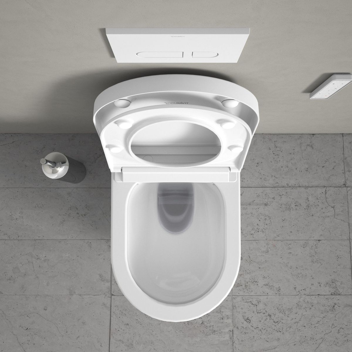 Komplektas: klozetas Duravit SensoWash® Starck f Plus Compact ir rėmas Duravit DuraSystem su baltu mygtuku, WD7014001000