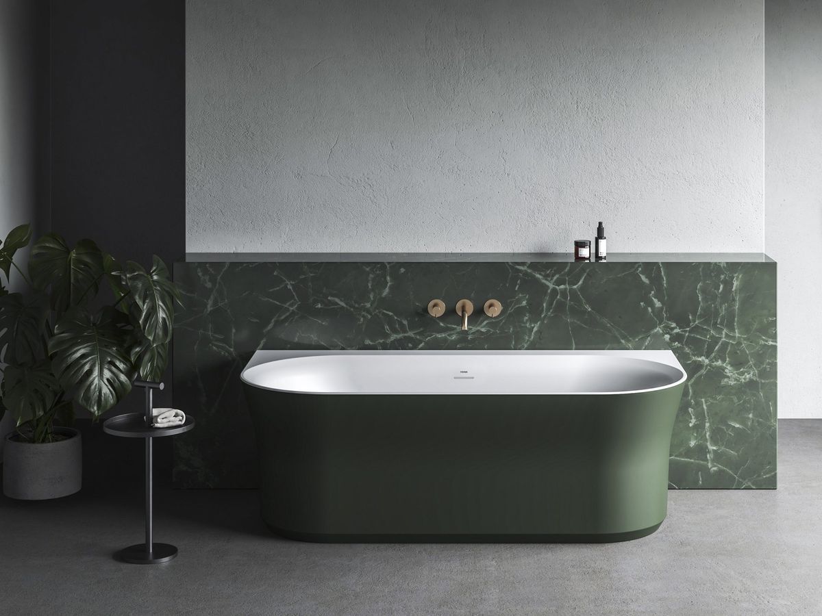 Ravak Vonia Ypsilon Wall 178x86, laisvai pastatoma, Grey Green/balta, persipylimo ir sifono dangtelis baltos spalvos XC00100064