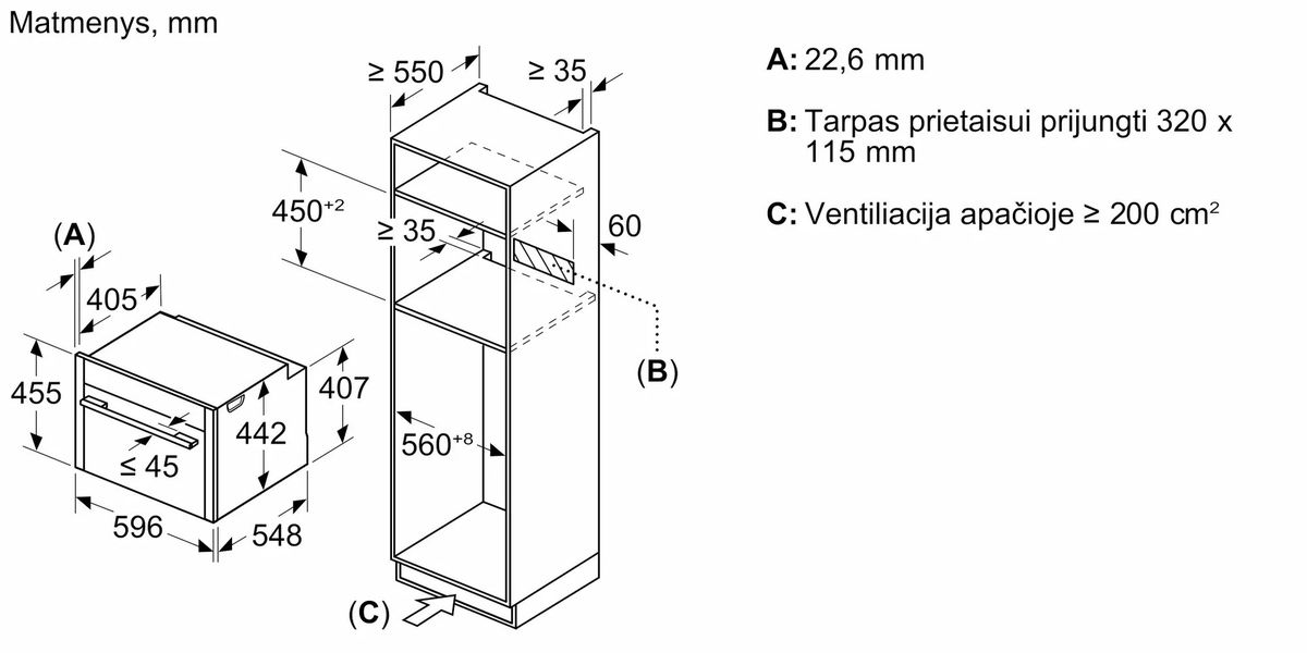 Įmontuojama kompaktinė orkaitė su mikrobangų funkcija Neff N 90, C29MY7MY0, 60 x 45 cm Flex Design