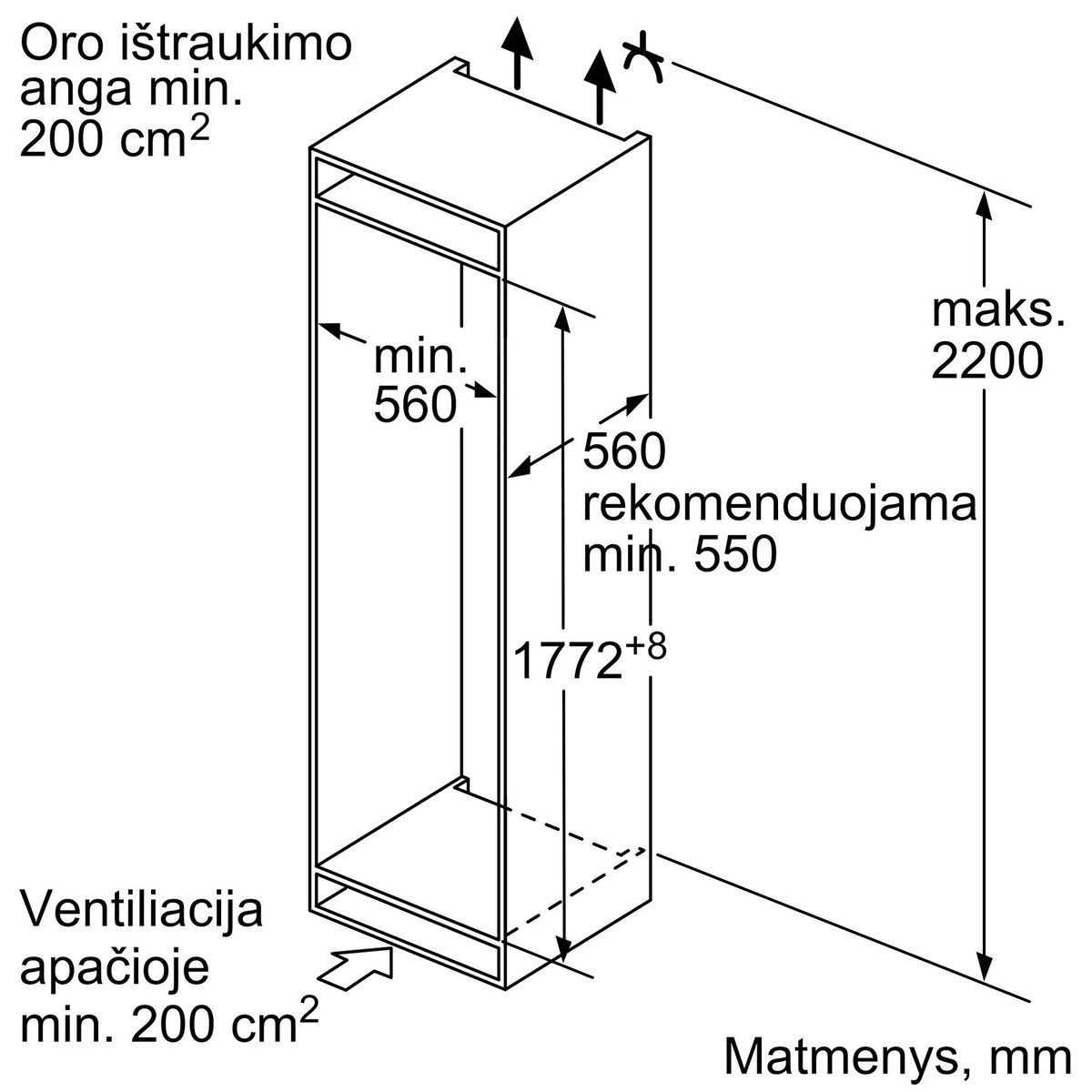 Įmontuojamas šaldytuvas Bosch KIV87VFE0 Įmontuojamas šaldytuvas Bosch KIV87VFE0