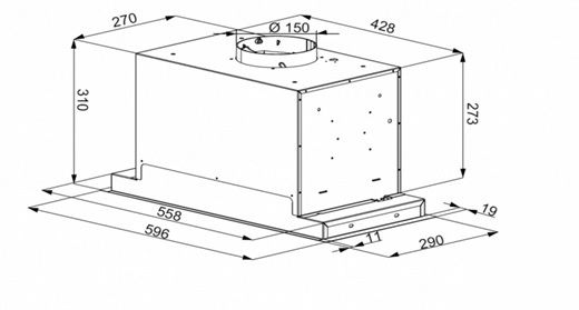 Įmontuojamas A+ klasės 60 cm pločio gartraukis Schlosser HL60TCWHA+/ GLASS, baltas