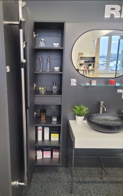 Aukšta spintelė Riho Spring 35x35x168 cm, Charred Black