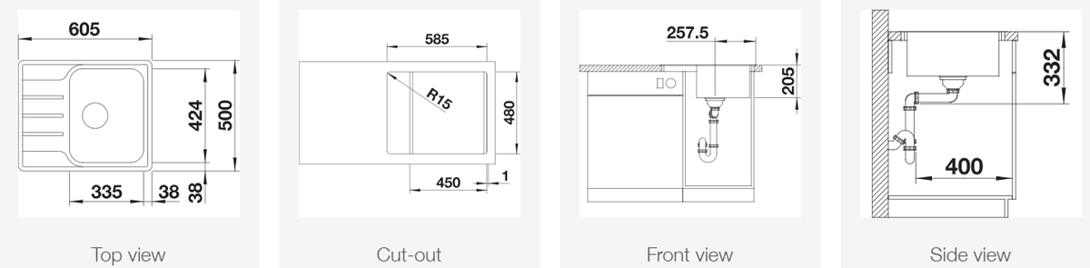 Plieninė plautuvė BLANCO LEMIS 45S-IF Mini O.AF