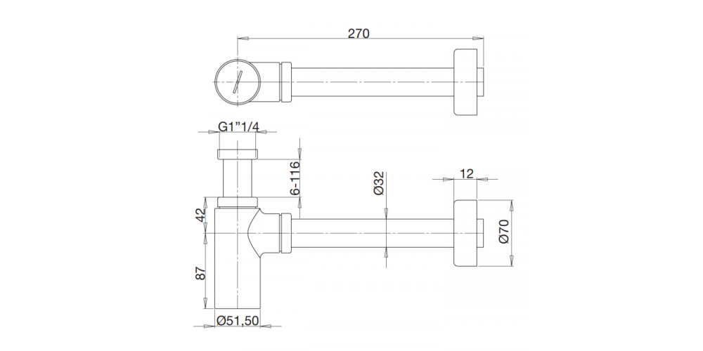 Butelinis sifonas praustuvui Fiore, chromas, 30CR8851 Butelinis sifonas praustuvui Fiore, chromas, 30CR8851