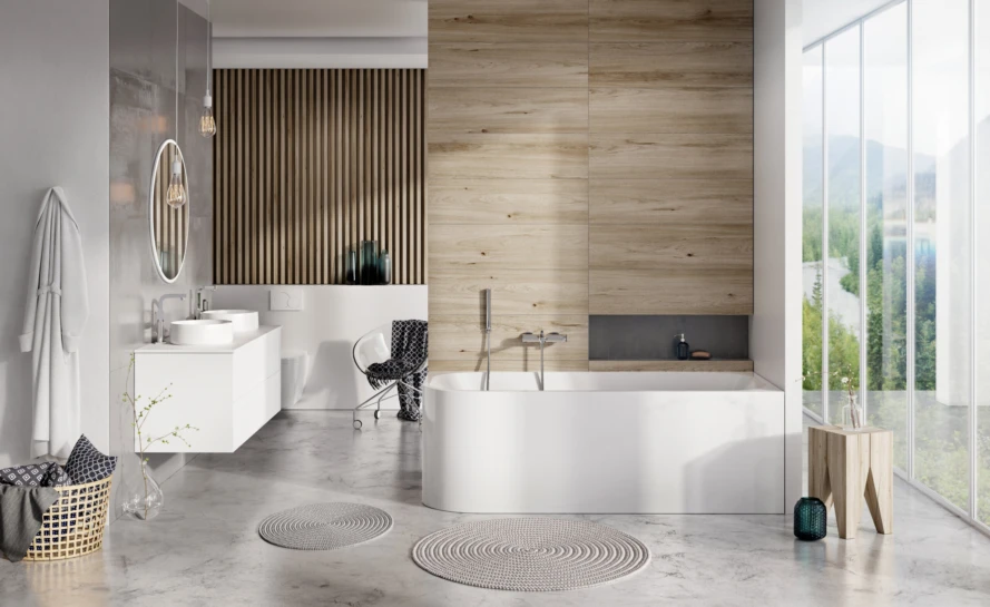 Akmens masės vonia Balteco Leon dešininė 180×80 balta Akmens masės vonia Balteco Leon dešininė 180×80 balta