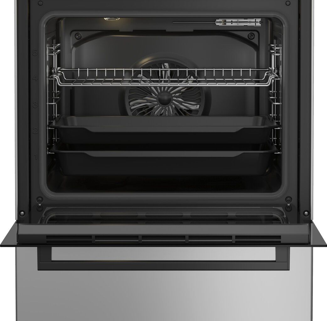 Dujinė 60 cm pločio viryklė BEKO FBM62320SDS su elektrine orkaite, pilkos sp.