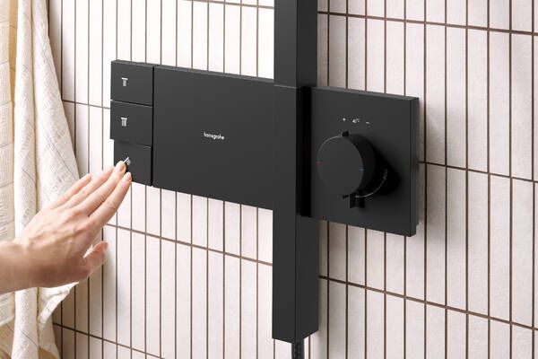 Termostatinė dušo sistema Hansgrohe Raindance Alive S 300 2jet su ShowerSelect Comfort, juoda matinė, 24595670 Termostatinė dušo sistema Hansgrohe Raindance Alive S 300 2jet su ShowerSelect Comfort, juoda matinė, 24595670