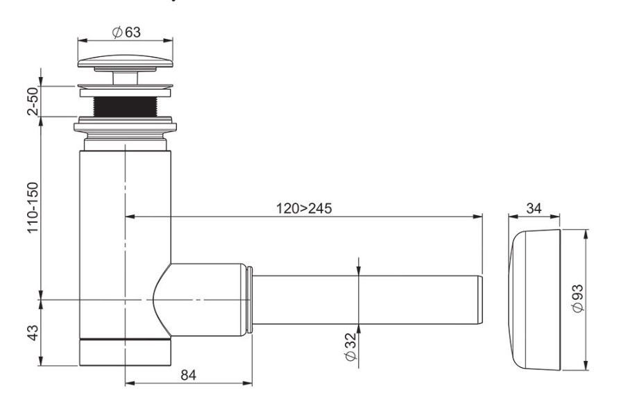 Sifonas su fiksuota sifono galvute, X01723