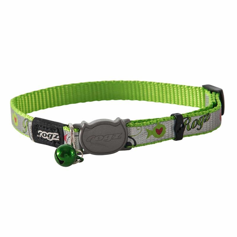 ROGZ Reflecto antkaklis katei žalias su žuvytėmis 11mm/20-31cm, CB40L