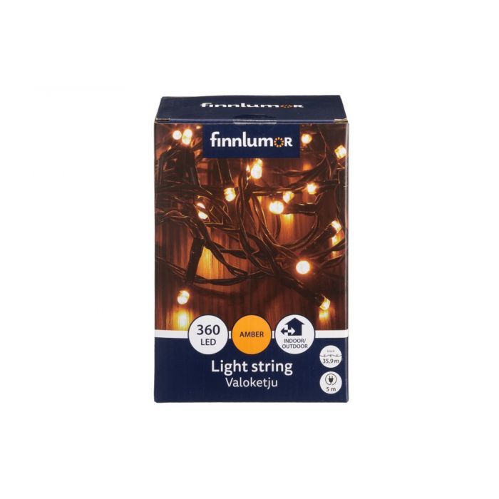 Girlianda Finnlumor 360 LED, gintarinė šviesa, juodas laidas, 36 m Girlianda Finnlumor 360 LED, gintarinė šviesa, juodas laidas, 36 m