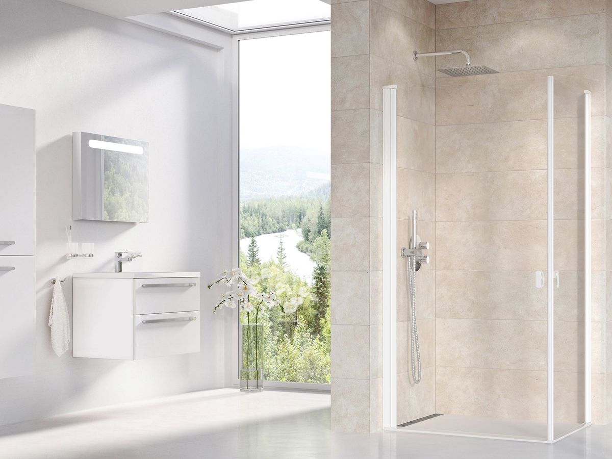 Dušo kabina Ravak CRV1 100, balta matinė+stiklas Transparent, 1QVA0E01Z1