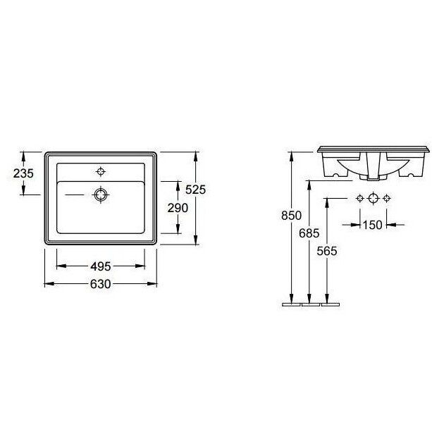 Praustuvas Villeroy & Boch HOMMAGE 63x52,5 cm CP 710263R1