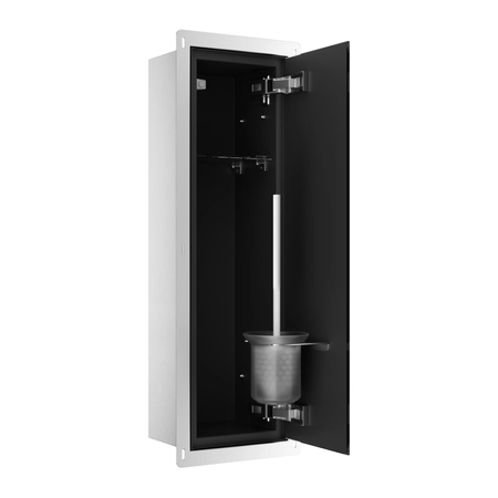 Potinkinė WC šepečio lentyna Balneo Wall Box Brush "L" Right - dešinės pusės, juodas stiklas B0401020508-02