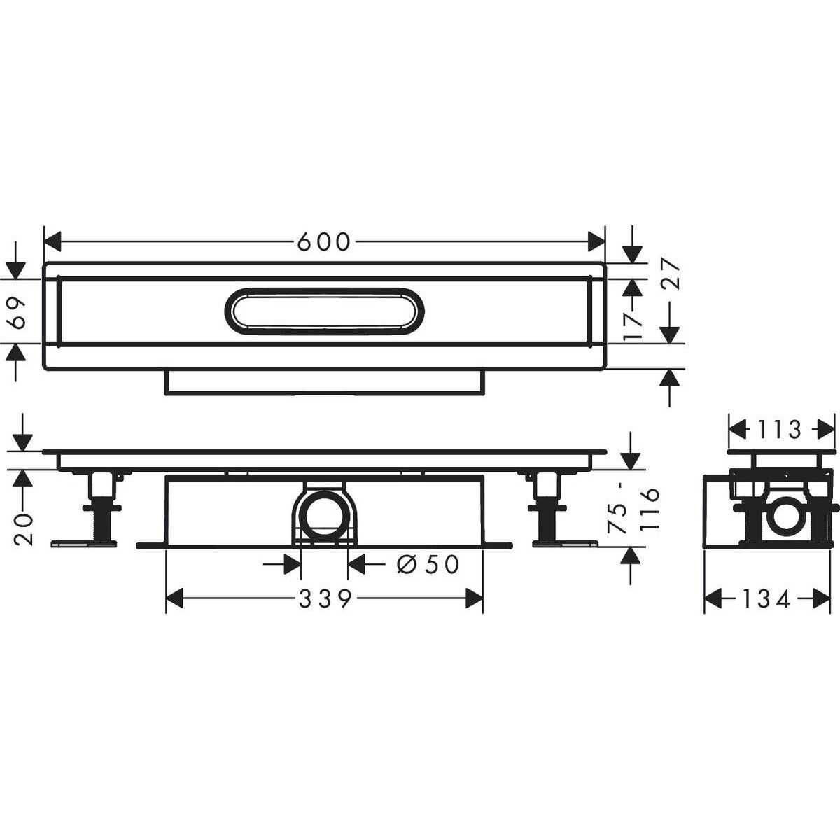 Dušo latakas su sifonu Hansgrohe uBox 60 cm, 56022180