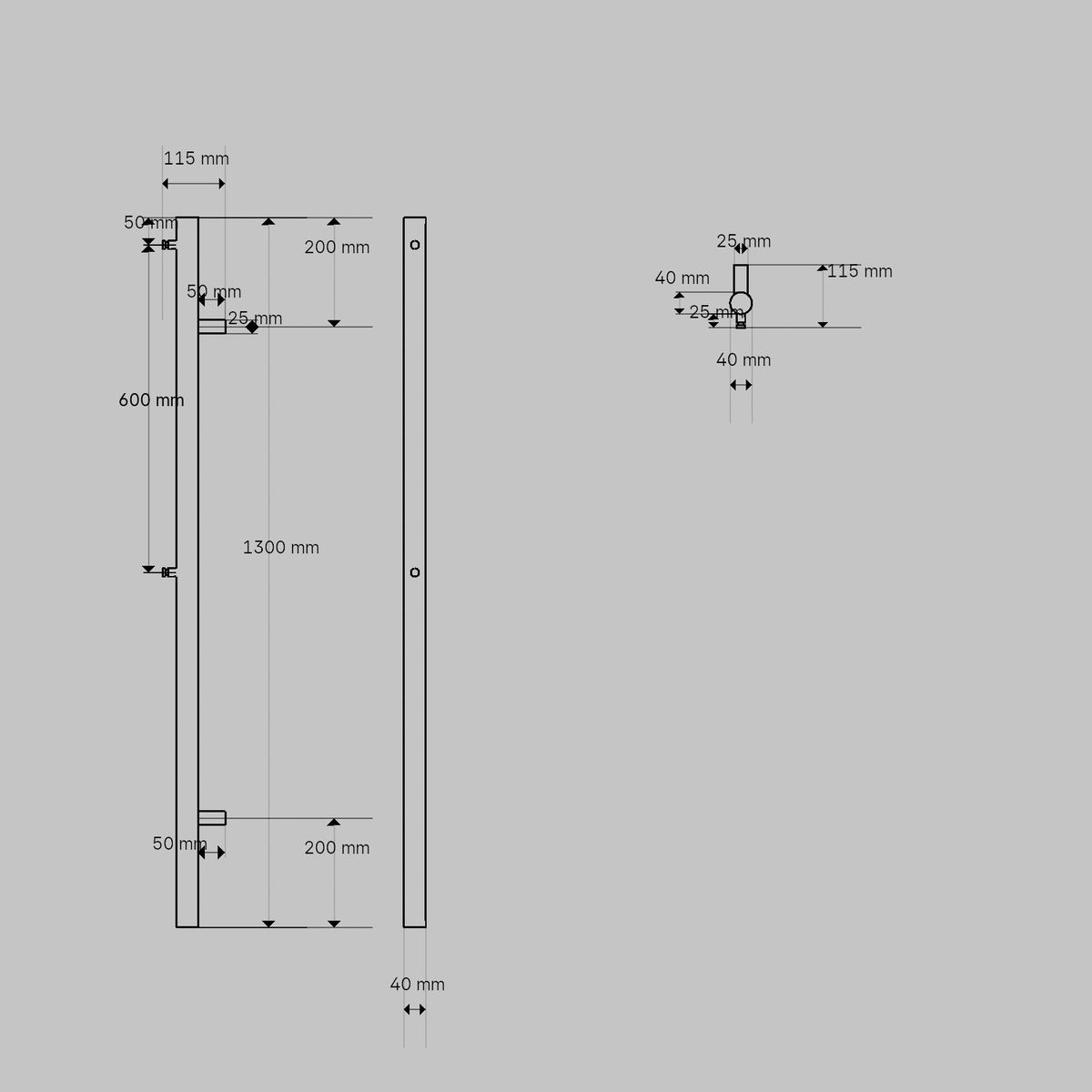 Nerūdijančio plieno rankšluosčių džiovintuvas Očenašek 1TT 4x130 cm, su 2 kabliukais, brushed