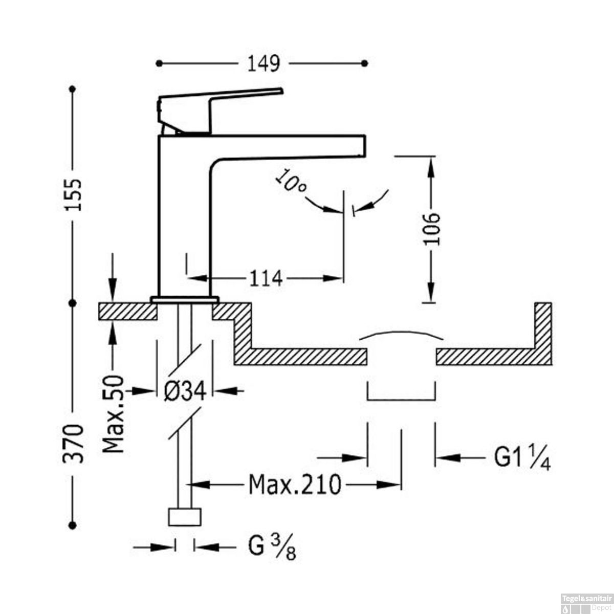 Maišytuvas praustuvui TRES PROJECT, mat. juodas, 21110301NM